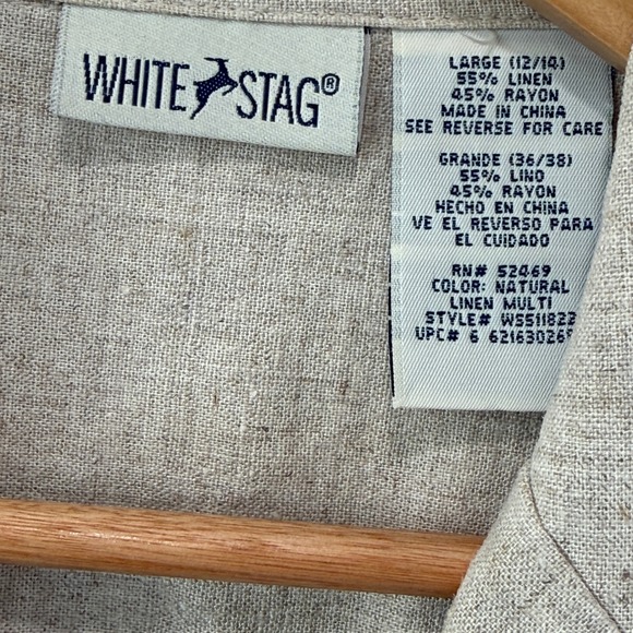 Vintage Boho Linen Blend Floral Patchwork Jacket Sz L Natural Cottagecore Artsy - Picture 6 of 10